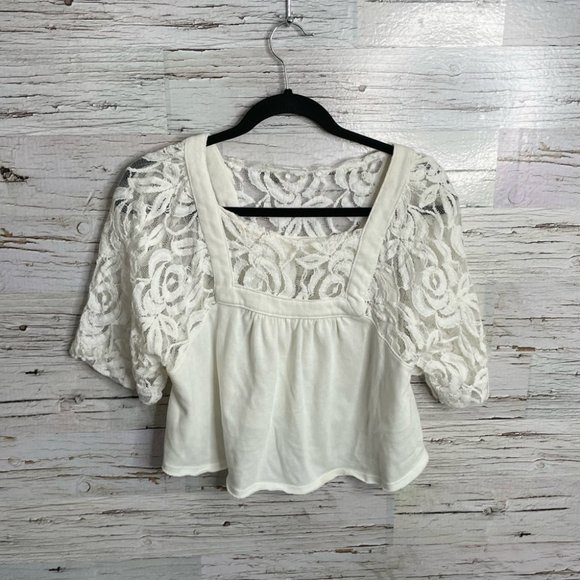 Free People Tops - We the free people white crop blouse lace size small